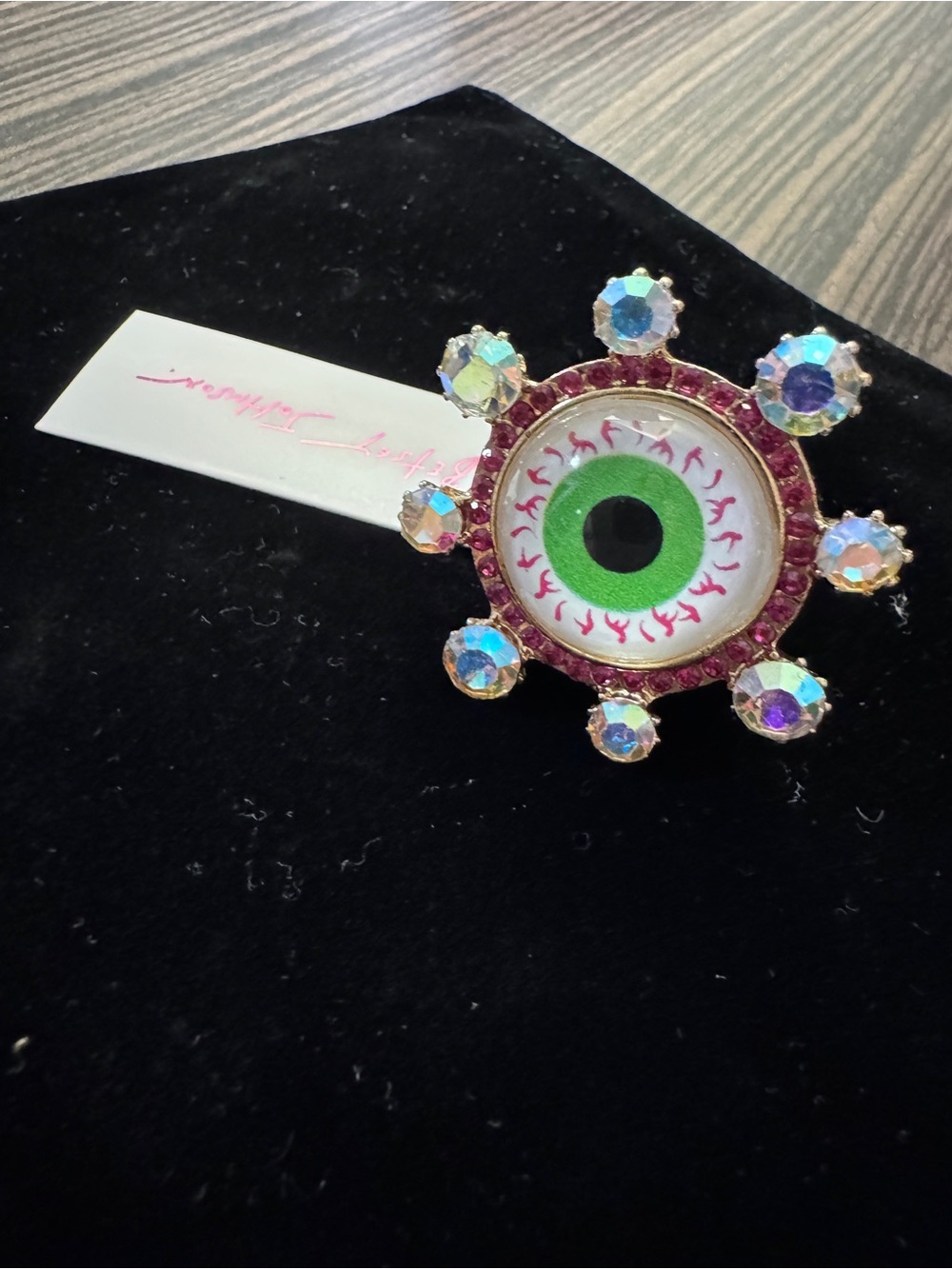 Betsey Johnson Spooky Halloween cute eyeball statement adjustable women ring